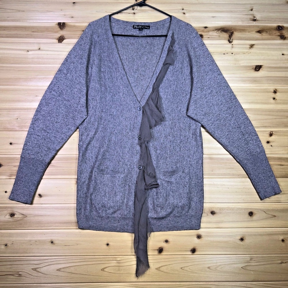 Elizabeth and James Sweater Womens Small Gray Oversize Button Up Long Sleeve